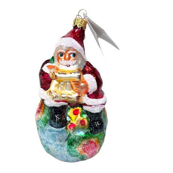 Radko ON TOP OF THE WORLD Santa Claus w/ Boys GIrls Scroll Christmas Ornament 95 - Picture 2 of 9